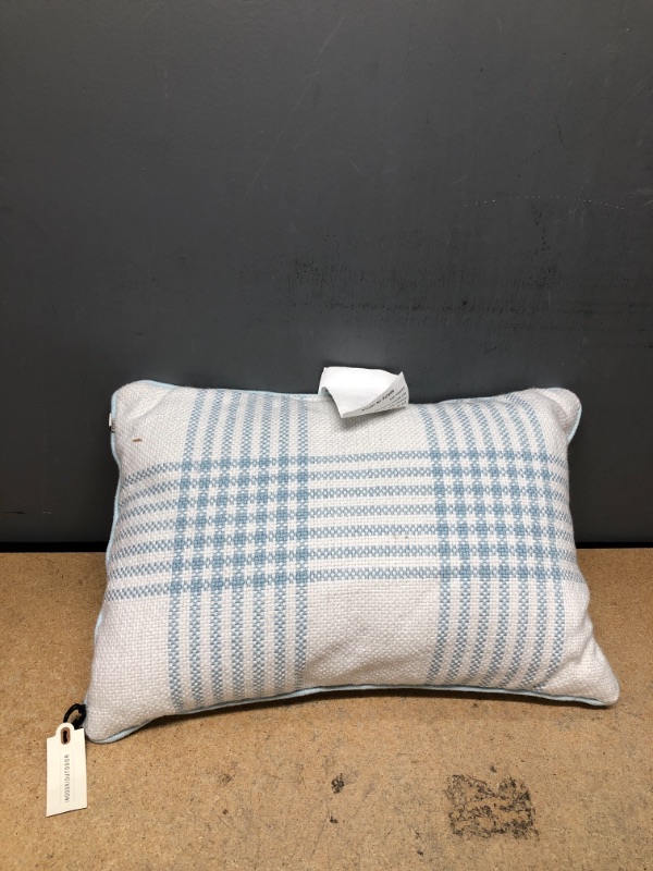 Photo 2 of 14" X 20" Plaid Indoor/Outdoor Lumbar Throw Pillow /Cream - Hearth & Hand™ with Magnolia
