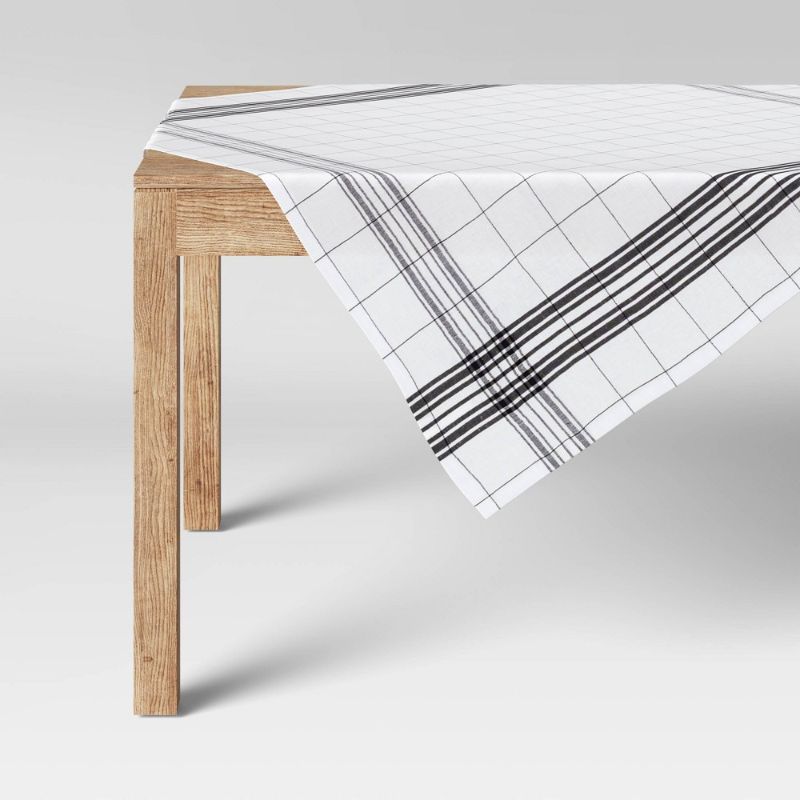 Photo 1 of 50" Cotton Plaid Table Throw Black/White - Threshold™
