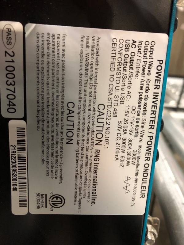 Photo 6 of ***see note*** Renogy 3000W Pure Sine Wave Inverter 12V DC to 120V AC Converter & 2PCS 100 Watt Solar Panels 12 Volt Monocrystalline, High-Efficiency Module PV Power Charger, 2-Pack Compact Design Converter + Charger, 2-Pack 3000W