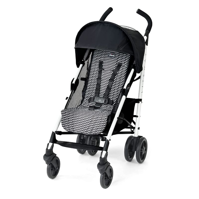Photo 1 of Chicco Liteway Stroller, Compact Fold Baby Stroller with Canopy, Lightweight Aluminum Frame Umbrella Stroller, for Use with Babies and Toddlers up to 40 lbs. | Cosmo/Black/White
