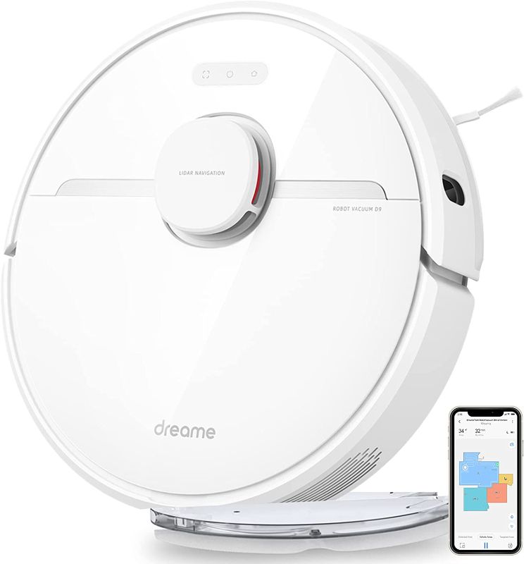 Photo 1 of ***SEE NOTE*** Dreametech D9 Robot Vacuum and Mop Combo, 2 in 1 Vacuum Cleaner with Lidar Navigation, 3000Pa Strong Suction Power, 150min Runtime, Compatible with Alexa, Smart Mapping for Carpet, Hard Floor
