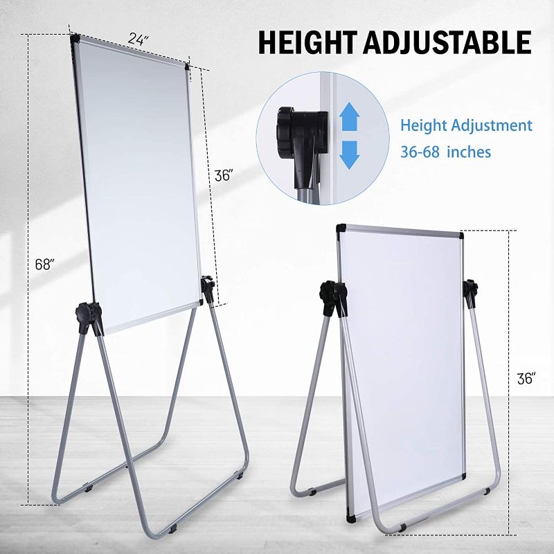 Photo 1 of Stand White Board, Double Sided Magnetic Dry Erase Board Height Adjustable Whiteboard with Sturdy Aluminum Frame for Home Office Classroom, 36 x 24 Inch
