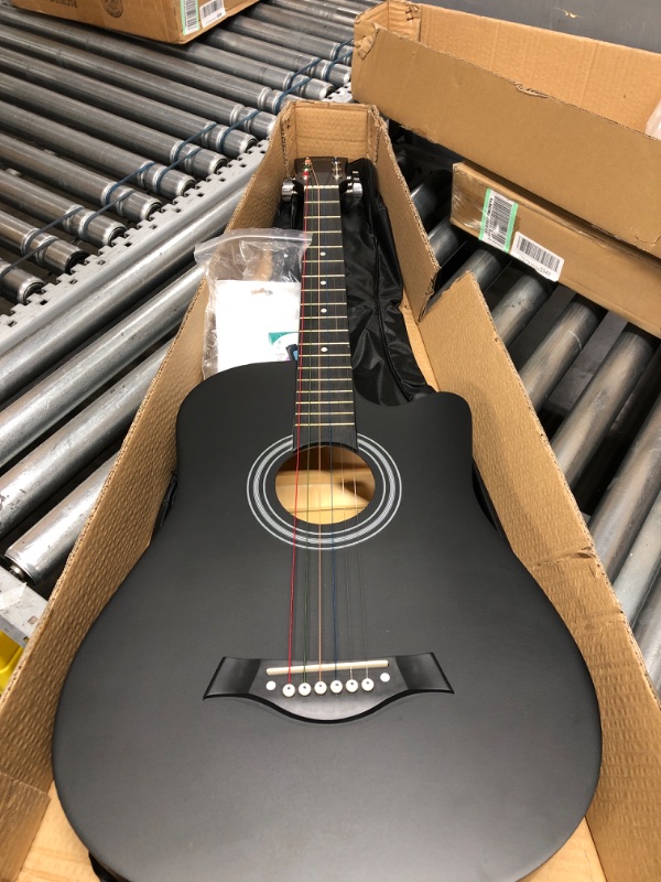 Photo 2 of Acoustic Guitar Bedroom Beginner Family Teaching Fingerstyle Folk Performance Portable Solid Wood (Color : Black) 
