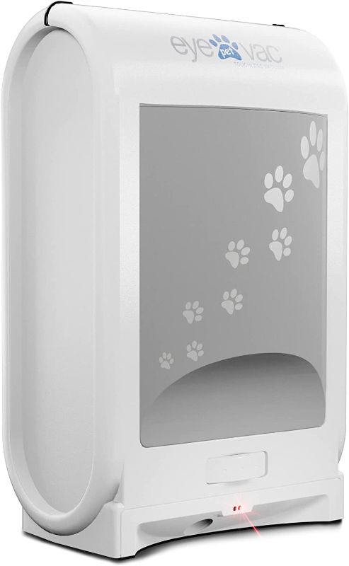 Photo 1 of EyeVac Pet Touchless Stationary Vacuum for Pet Hair, Dust & Debris - 1400 Watts Professional Vacuum Active Infrared Sensors, High Efficiency Filtration, Bag-Less Canister (Designer White & Paw Prints) 
