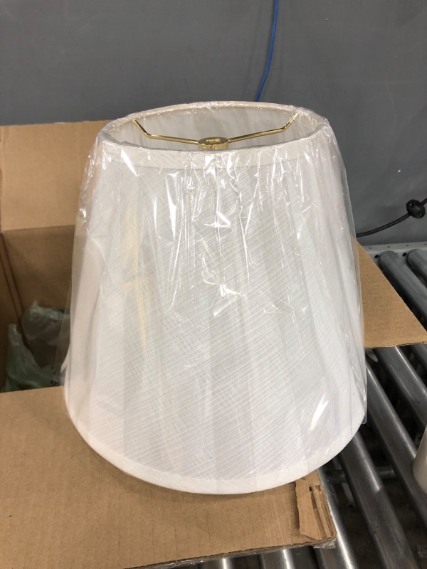 Photo 2 of  Medium Lamp Shade, Barrel Fabric Lampshade for Table Lamp and Floor Light, 7x13x7.8 inch,Natural Linen Hand Crafted, Spider (White)
