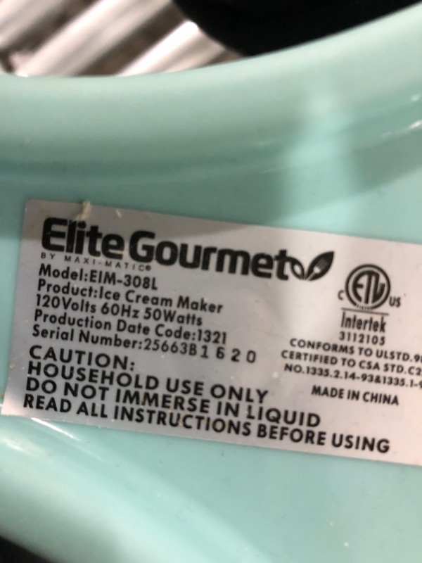 Photo 4 of ***SEE NOTE*** Elite Gourmet EIM-308L, 4 Qt. Electric Motorized Ice Cream Maker Ice & Rock Salt, 4Qt. Freezing Canister, Creamy Ice Cream, Gelato, Frozen Yogurt, or Sorbet, Recipe Booklet Motor 4 Quart Silver