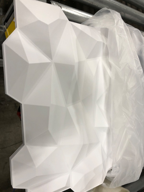 Photo 2 of Art3d PVC 3D Diamond Wall Panel Jagged Matching-Matt White, for Residential and Commercial Interior Decor