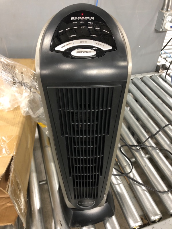 Photo 2 of Lasko Oscillating Ceramic Tower Space Heater for Home with Adjustable Thermostat, Timer and Remote Control, 22.5 Inches, Grey/Black, 1500W, 751320