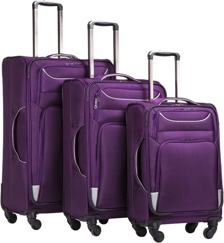 Photo 1 of Coolife Luggage 3 Piece Set Suitcase Spinner Softshell lightweight (purple+sliver)
