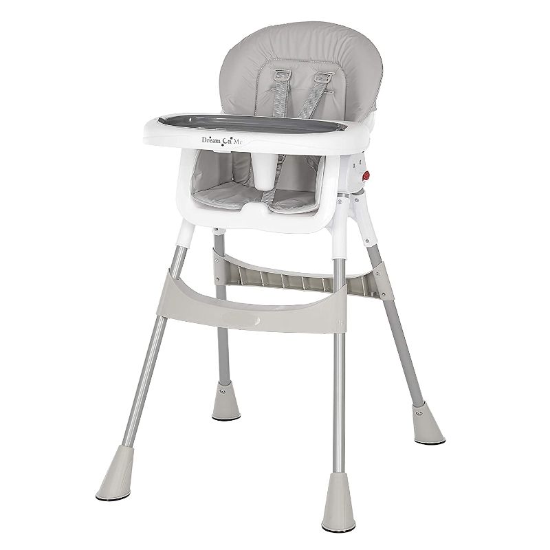 Photo 1 of Dream On Me Portable 2-in-1 Tabletalk High Chair, Convertible Compact High Chair, Light Weight Portable Highchair, Grey
