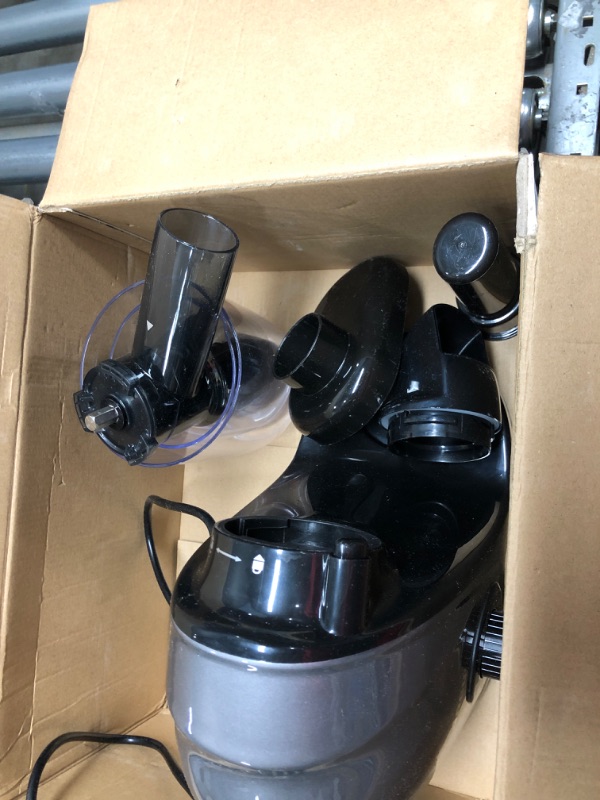 Photo 4 of *tested*Jocuu Slow Masticating Juicer with 2-Speed Modes - Cold Press Juicer Machine - Quiet Motor & Reverse Function - Easy to Clean Juicer Extractor - Juice Recipes for Fruits & Vegetables (Grey) Gray