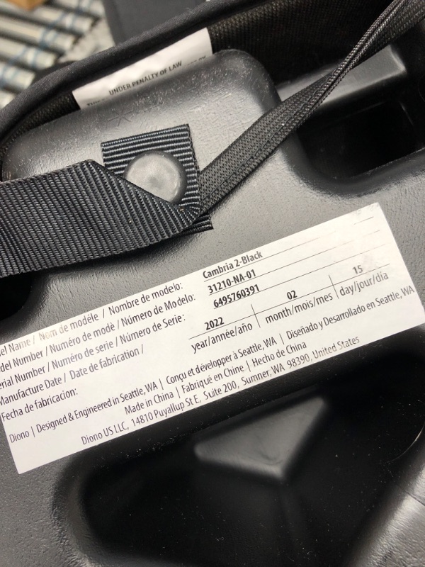 Photo 3 of Diono Cambria 2 XL 2022, Dual Latch Connectors, 2-in-1 Belt Positioning Booster Seat, High-Back to Backless Booster with Space and Room to Grow, 8 Years 1 Booster Seat, Black NEW! Black