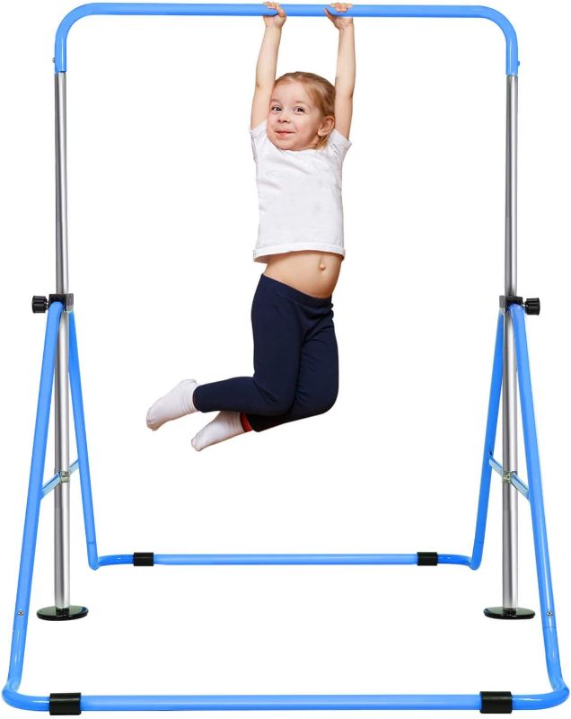 Photo 1 of Aricku Kids Gymnastics-bar for Home Training - Folding Expandable Monkey bar, Adjustable Height Horizontal bar Blue