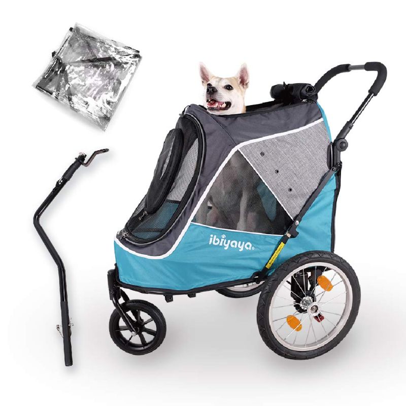 Photo 1 of 2-in-1 Happy Pet Dog Stroller and Bike Pet Trailer for Medium and Large Dogs - Heavy-Duty Pet Strollers with Air-Filled Tires, Rear Brake System - Premium Dog Buggies and Strollers - Ocean Blue
