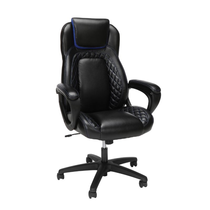 Photo 1 of ESS-6060-BLU Essentials Collection Racing Style SofThread Leather High Back Office Chair - Blue
