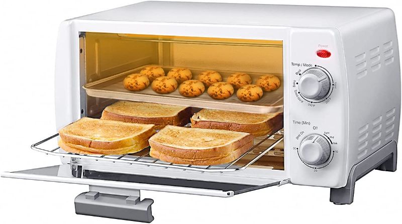 Photo 1 of COMFEE' Toaster Oven Countertop, 4-Slice, Compact Size, Easy to Control with Timer-Bake-Broil-Toast Setting, 1000W, White (CFO-BB102)
