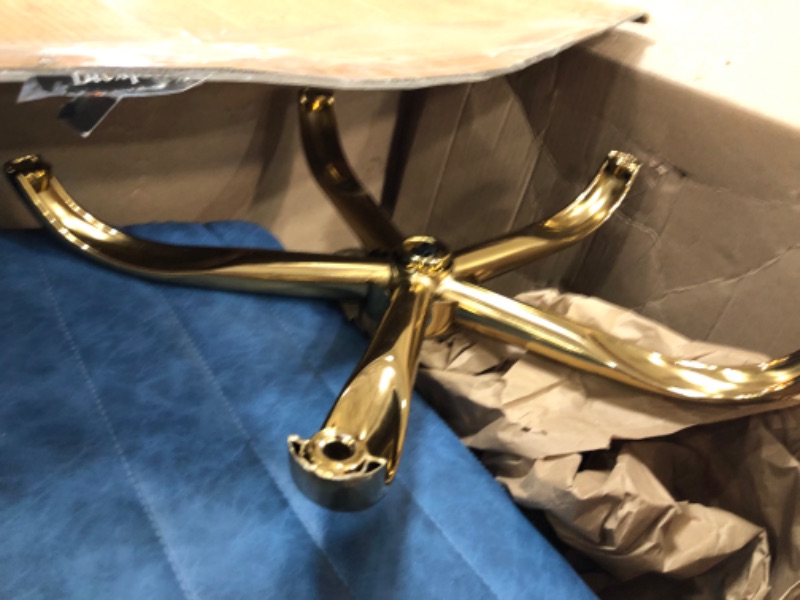 Photo 1 of CAROCC Gold Office Chair with Lumbar Support Blue and Gold Desk Chair Blue and Gold Office Chair mid Back White Desk Chairs with Wheels Swivel Gold Desk Chair 320lbs 3011 (Gold-Blue)
