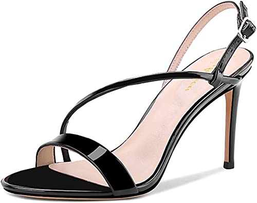 Photo 1 of Women's Sexy Patent Leather Open Toe Single Strap Stiletto High Heel Slingback Dress Sandals For Party Evening Wedding size 6
