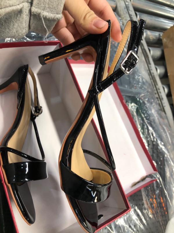 Photo 3 of Women's Sexy Patent Leather Open Toe Single Strap Stiletto High Heel Slingback Dress Sandals For Party Evening Wedding size 6
