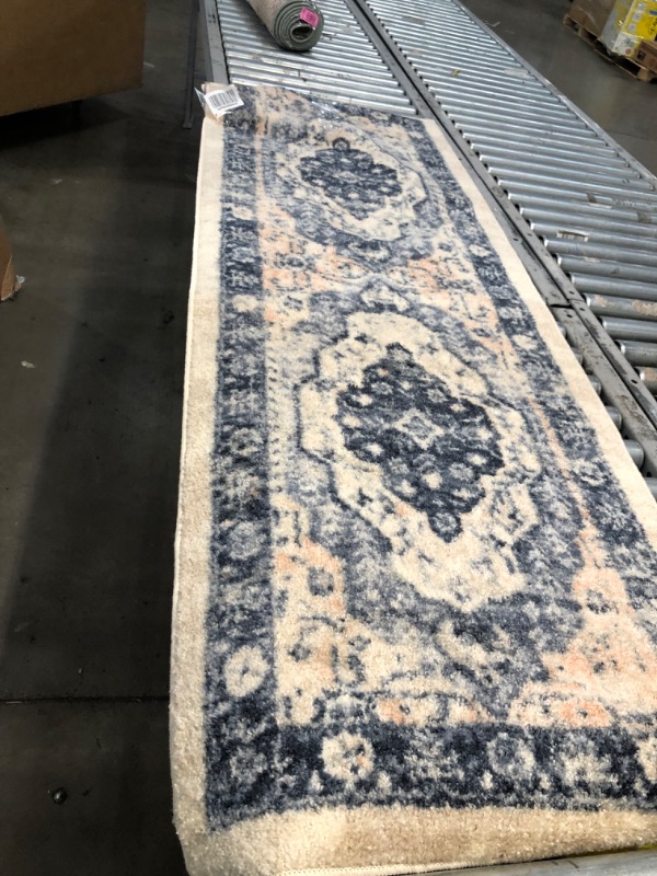 Photo 1 of 2' x 5'10'' blue beige area rug runner 