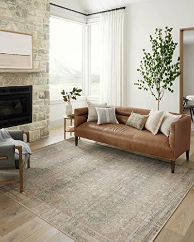Photo 1 of Angela Rose X Loloi Aubrey Collection AUB-03 Jade / Natural, Traditional 5'-0" X 7'-0" Area Rug
