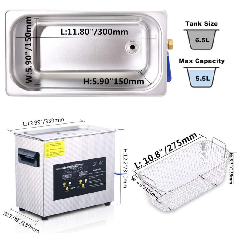 Photo 1 of ***PARTS ONLY*** Rio & Dio 6.5L Ultrasonic Cleaner with Digital Timer&Heater Professional 180W Ultrasonic Cleaner for Watch Glasses Tools Instruments Industrial Parts Cleaning
