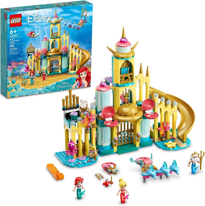 Photo 1 of **missing parts** LEGO Disney Princess Ariel's Underwater Palace 43207 Building Toy Set for Kids, Girls, and Boys Ages 6+ (498 Pieces)
