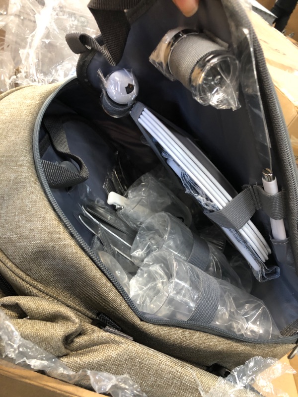 Photo 1 of Frolk Picnic Backpack Set for 4 - Picnic Basket Backpack Kit with 4 Cutlery Sets, Cooler Compartment, Wine Holder, Picnic Blanket, 3 Food Storage Containers - Picnic Gift for Men and Women