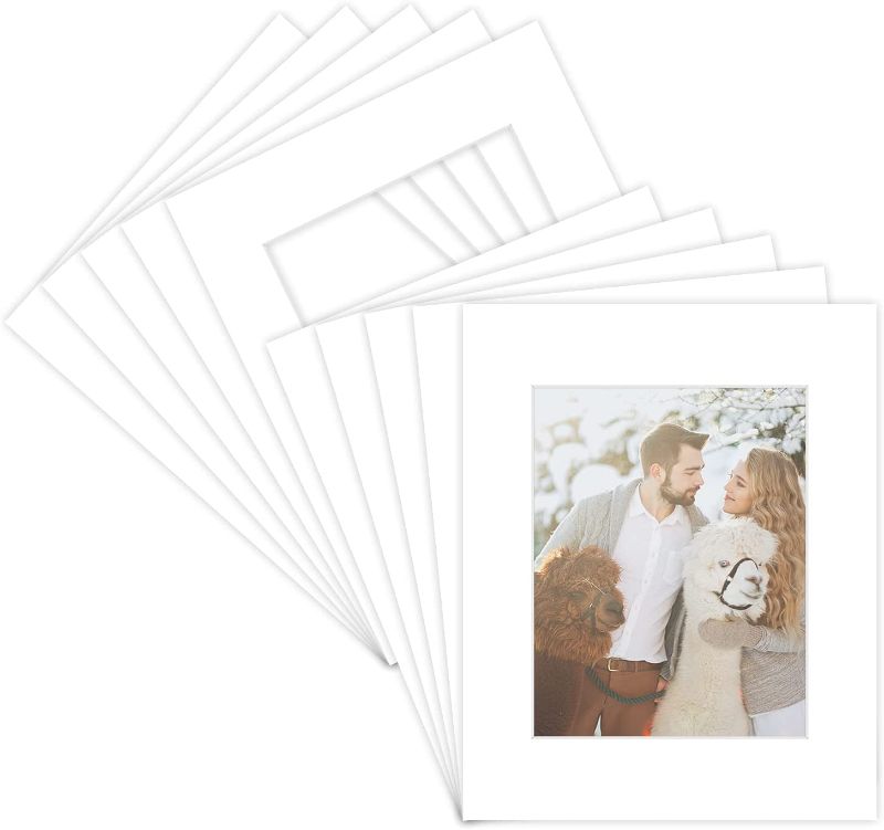 Photo 1 of **MINOR BENDS** Golden State Art, Acid-Free White Pre-Cut Picture Mats for Photos with White Core Bevel Cut Frame Mattes (16x20 for 11x14, Pack of 25)
