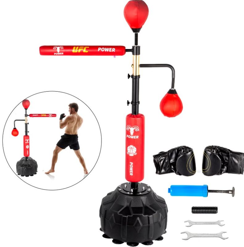 Photo 1 of **MISSING PARTS** VEVORbrand Boxing Speed Trainer, Rapid-Reflex Boxing Bar, Training Boxing Ball with Reflex Bar & Gloves, Solid Speed Punching Bag Free Standing, Adjustable Height, for Adult&Kid, Red with Two Ball
