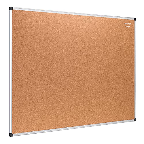 Photo 1 of **MINOR DAMAGE** Amazon Basics Cork Board 35" X 47", Aluminum Frame
