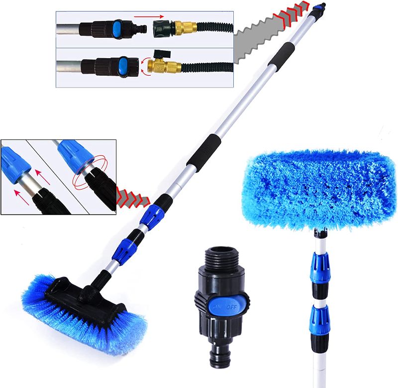 Photo 1 of **MISSING PARTS** Zolker 5-12 Foot (20ft Reach) Deluxe Flow Through Car Wash Brush,Long Handle Telescopic Extension Pole Brush; Soft Bristles Head Cleaning RV;Boat;Solar...
