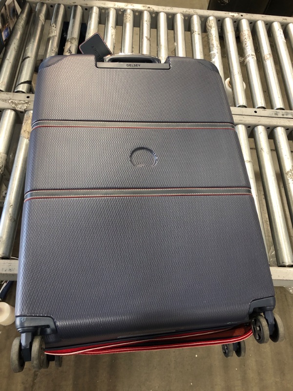Photo 3 of **MISSING KEY** DELSEY Paris Chatelet Hardside Luggage with Spinner Wheels, Navy, Checked-Large 28 Inch, No Brake
