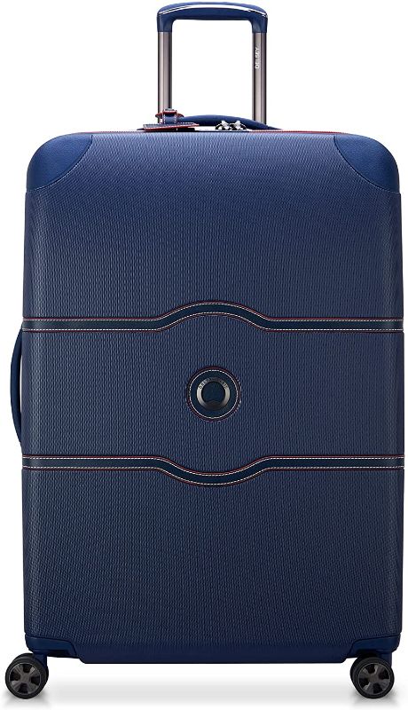 Photo 1 of **MISSING KEY** DELSEY Paris Chatelet Hardside Luggage with Spinner Wheels, Navy, Checked-Large 28 Inch, No Brake
