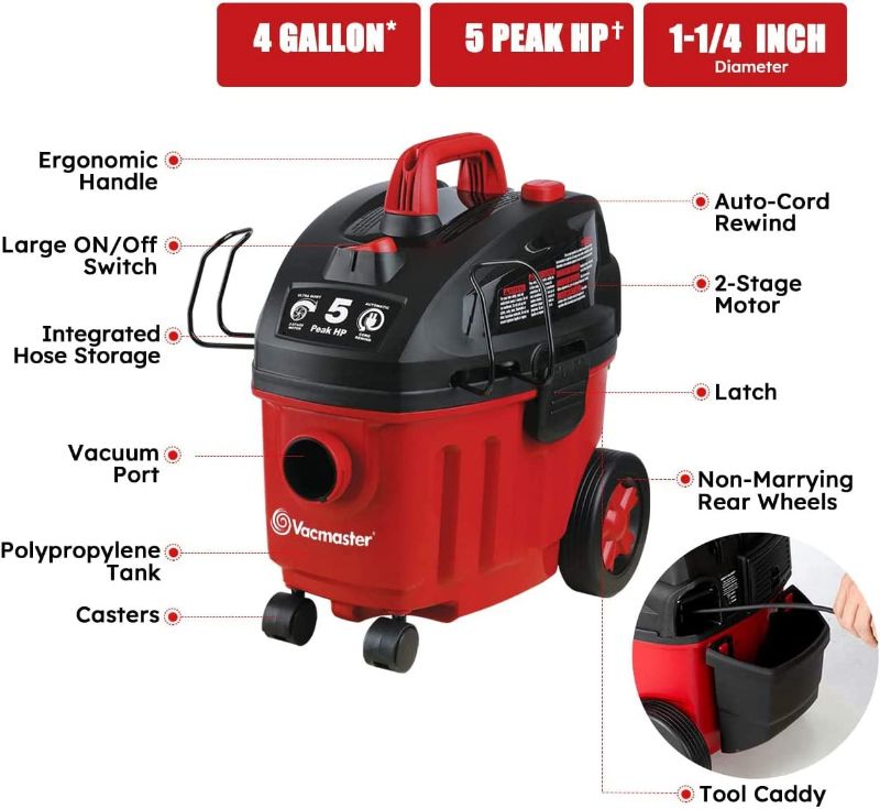 Photo 1 of 
Vacmaster VF408 4 Gallon Wet/Dry Vacuum Cleaner with 2-Stage Motor