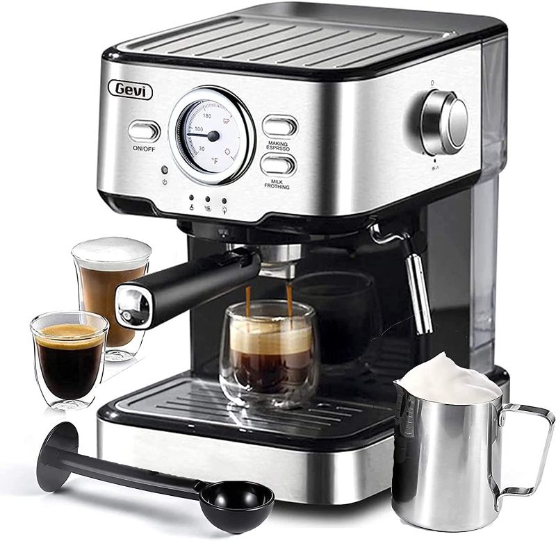 Photo 1 of 
Barsetto Espresso Machines 15 Bar Cappuccino Machine with Adjustable Milk Frother for Espresso, Latte and Mocha, 1.5L Removable Water Tank and Double...
