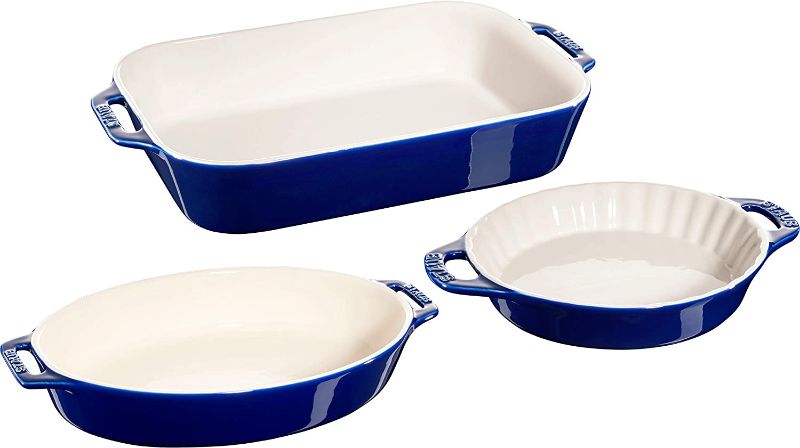 Photo 1 of 
Staub Ceramic Baking Dish Set, 3pc, Dark Blue
Size:3pc
Color:Dark Blue