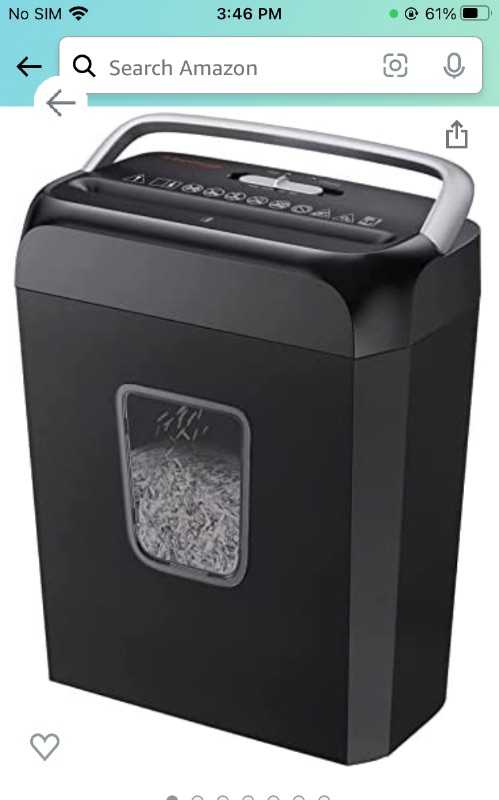 Photo 1 of Bonsaii Paper Shredder for Home Use,6-Sheet Crosscut Paper and Credit Card Shredder for Home Office,Home Shredder with Handle for Document,Mail,Staple,Clip-3.4 Gal Wastebasket(C237-B)