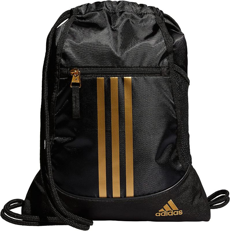 Photo 1 of adidas Alliance II Sackpack, Black/Gold Metallic, One Size
