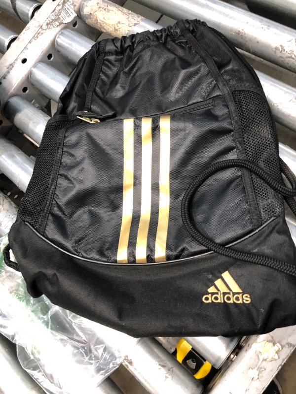 Photo 2 of adidas Alliance II Sackpack, Black/Gold Metallic, One Size
