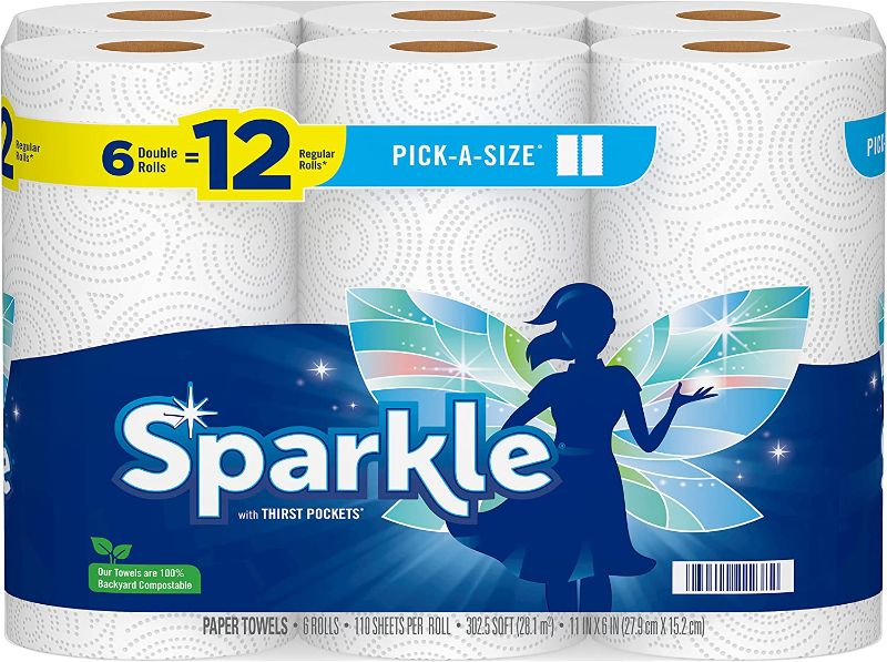 Photo 1 of 4 OF- Sparkle® Pick-A-Size® Paper Towels, 6 Double Rolls = 12 Regular Rolls
