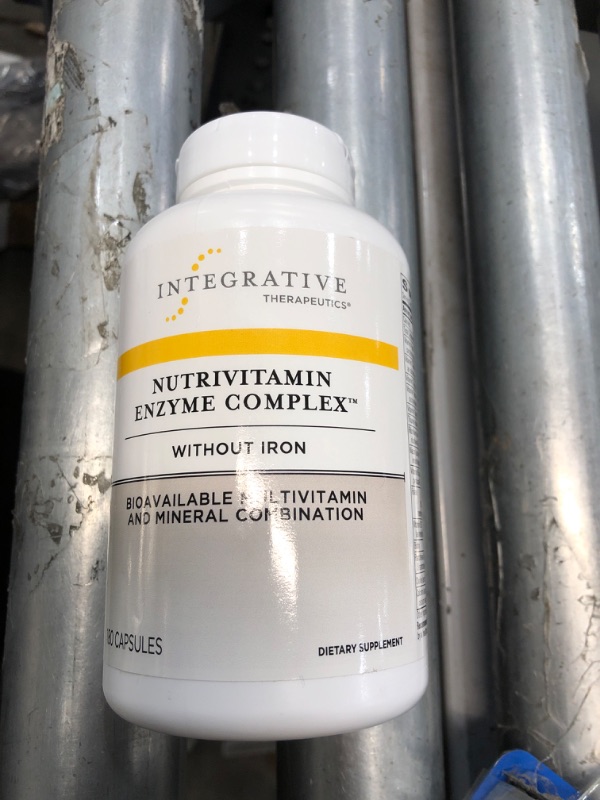 Photo 2 of **BB: 12/31/2023**- Integrative Therapeutics NutriVitamin Enzyme Complex - No Iron - Multivitamin & Mineral Combination with Vitamin C & E and Microbial Digestive Enzymes - Gluten Free - Dairy Free - 180 Capsules
