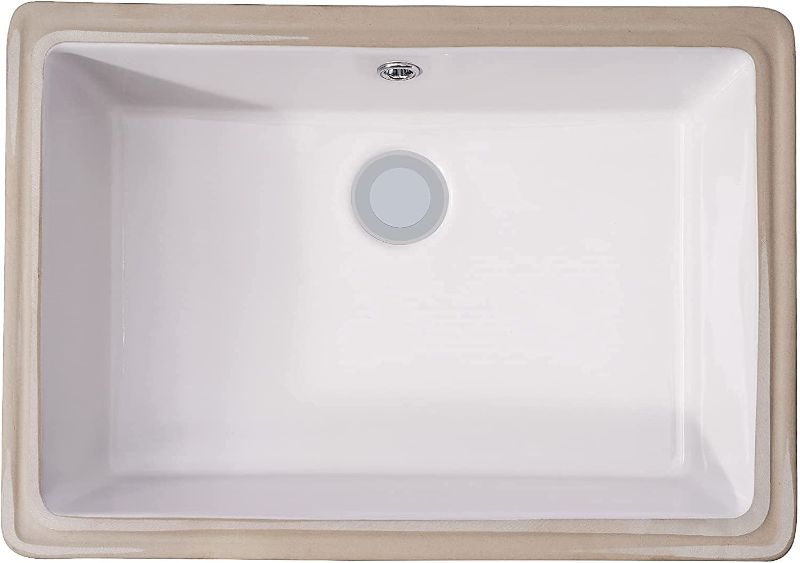 Photo 1 of AMASHEN 18" x 12" Undermount Bathroom Sink White Rectangular Porcelain Ceramic Vanity Basin with Overflow
