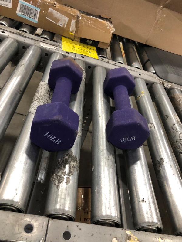 Photo 1 of 10 lb purple dumbbells