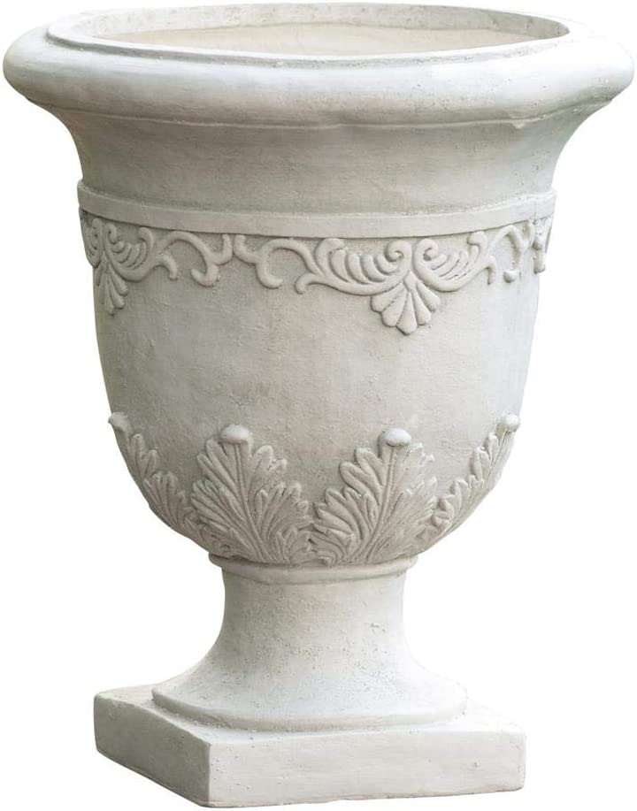 Photo 1 of 20 in. White Stone Antique Moroccan Urn Planter
