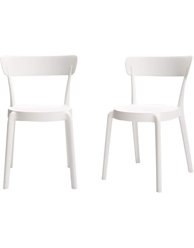 Photo 1 of  Amazon Basics White, Armless Bistro Dining Chair-Set of 2, Premium Plastic
