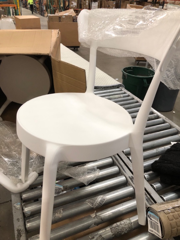 Photo 2 of  Amazon Basics White, Armless Bistro Dining Chair-Set of 2, Premium Plastic

