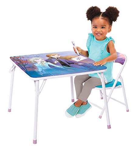 Photo 1 of Disney Frozen Activity Table & Chair Set for Toddlers 24-48M, Includes 1 Table & 1 Chair - Sturdy Metal Construction, Table: 20"L X 20"W X 16.4"H, Cha
