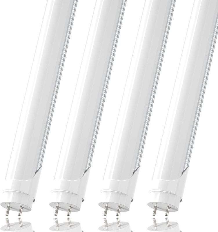 Photo 1 of JESLED T8 T12 4FT LED Type B Light Bulbs, 24W 5000K Daylight, 3000LM, 4 Foot Fluorescent Tube Replacement, Double Row 192LEDs, Frosted, Dual-end Powered, Remove Ballast, Warehouse Shop Lights (4-Pack)
