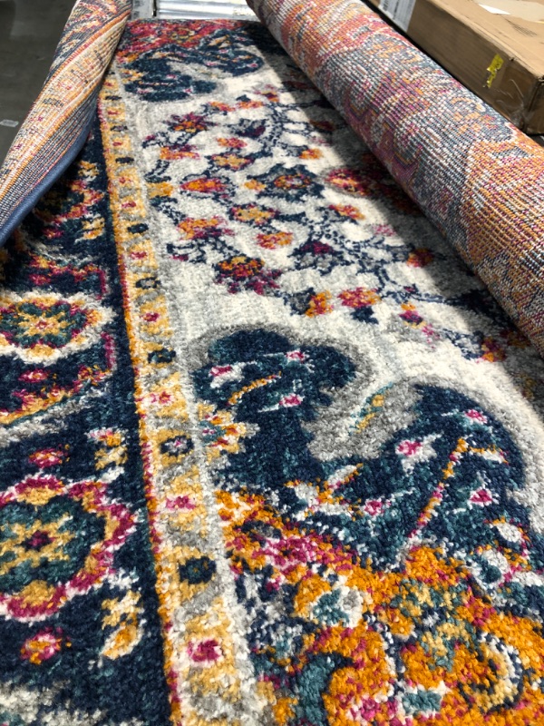 Photo 2 of 4'x6' Rectangle Loomed Floral Area Rug Blue - JONATHAN Y